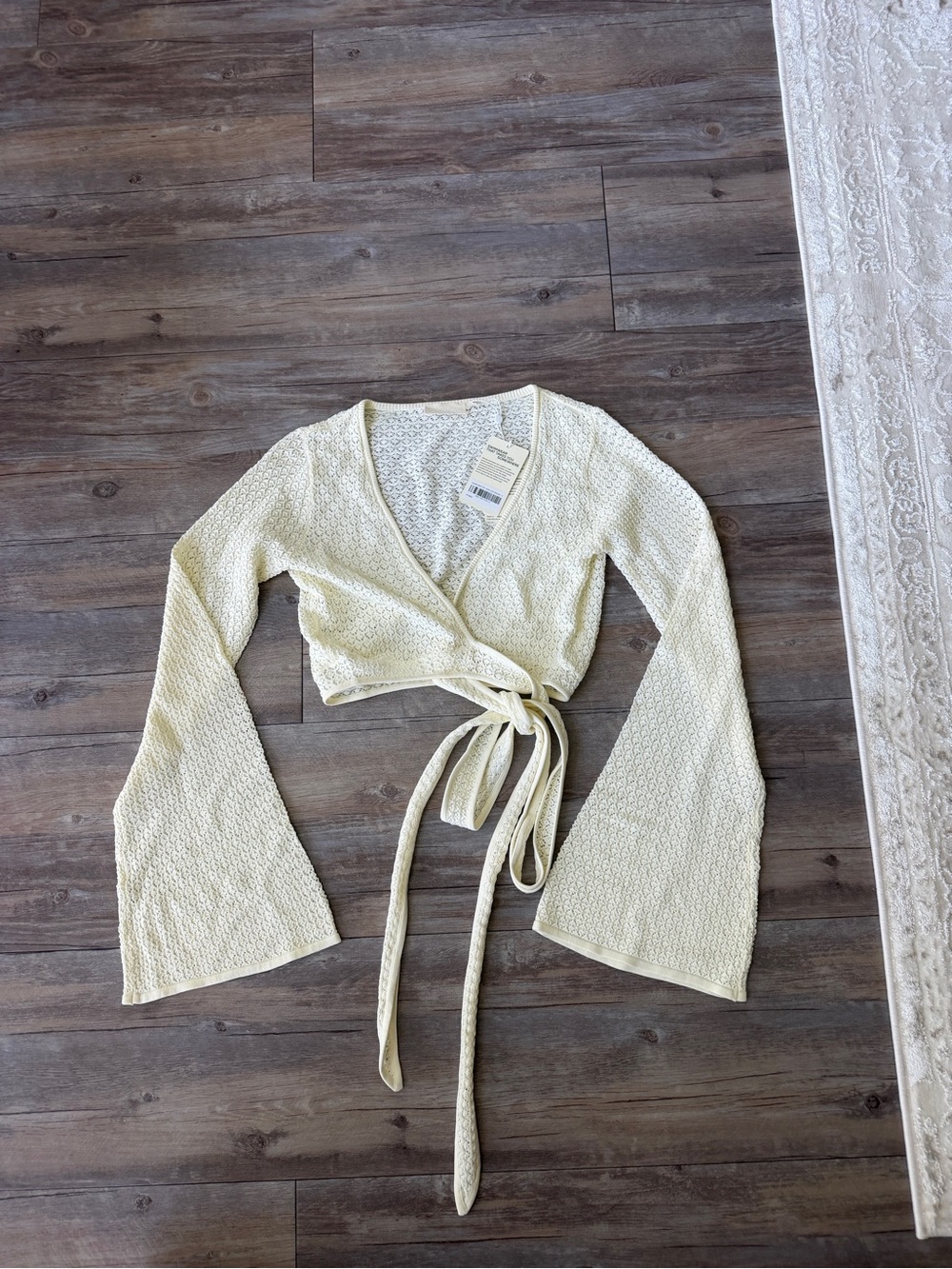 Monday Swimwear Ivory Crochet Wrap Top - Picture 7 of 8